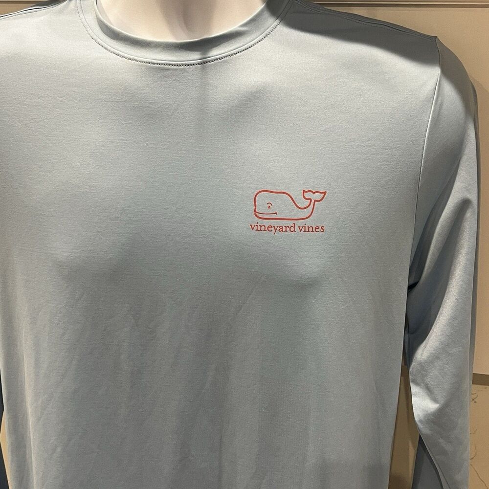 Vineyard Vines Harbor Performance T-Shirt Mens XL Light Blue Whale Logo L / S